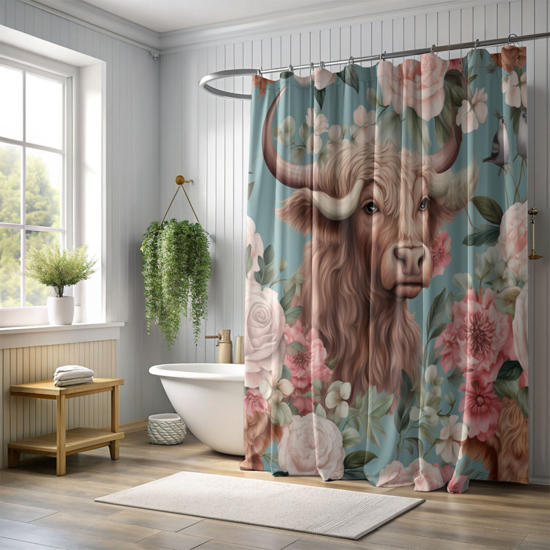 Classic Cow - Rideau de douche Premium, H 74 po x l 71 po