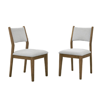 Meny Dining Chair Set Of 2, Light Gray Panel Back, Walnut Oak Brown