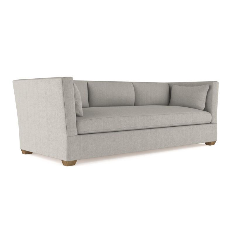 Canapé Rivington, Lin à tissage carré argenté, H 31 po x l 108 po x P 37 po, Patiné
