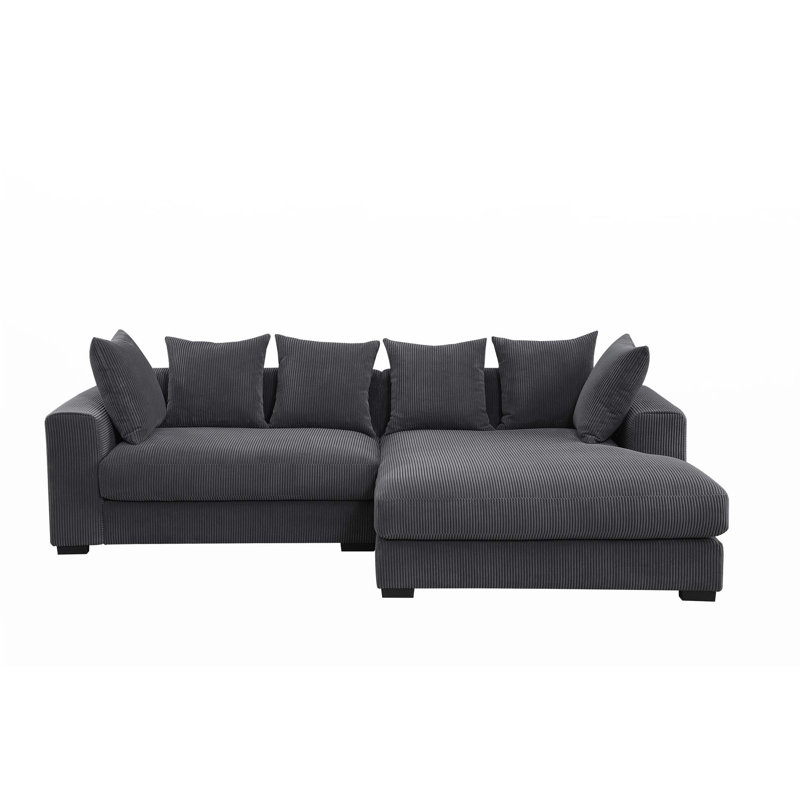 2 - Piece Upholstered Sectional, Dark Gray Corduroy