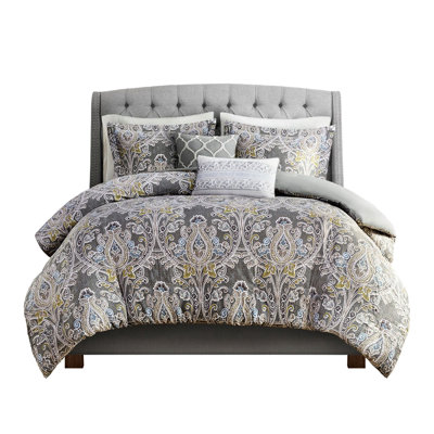 King Size Cotton Duvet Cover In Grey With Bedroom Decor And Bedding Materials 