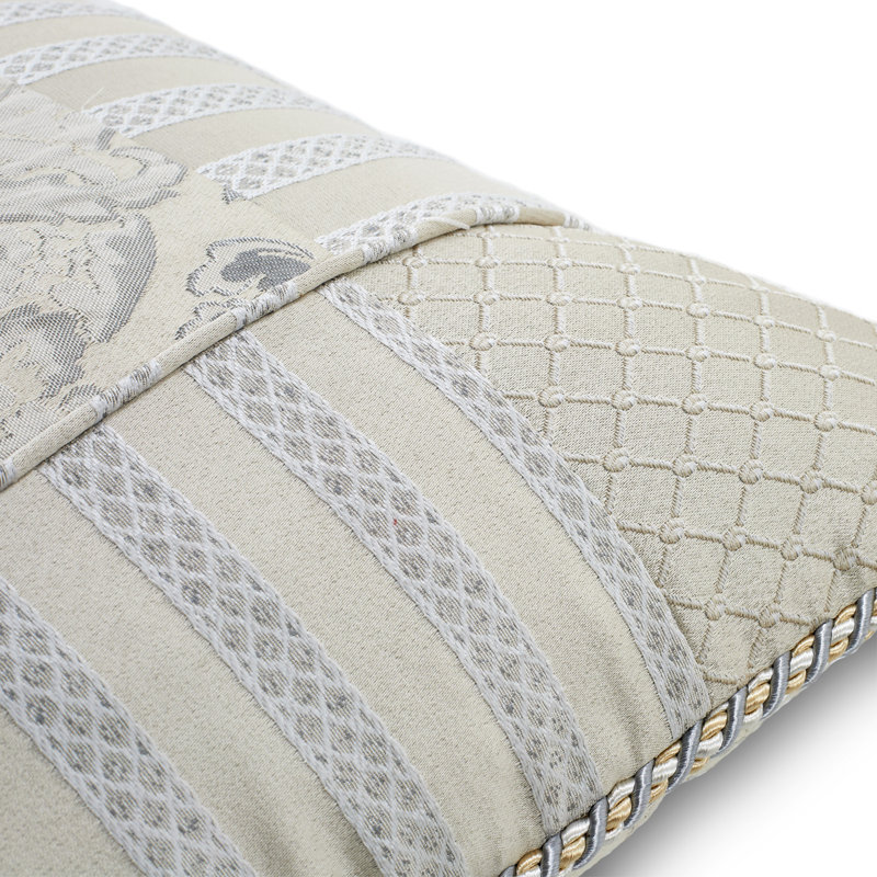 Sycamore Grove Ivory and Silver Queen Comforter Set with Decorative Pillows