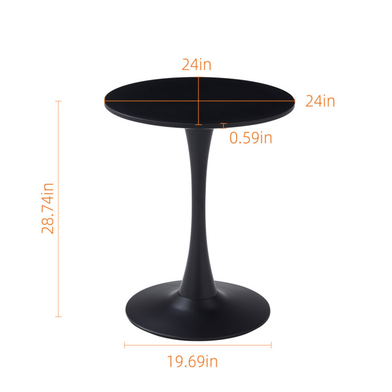 Table de salle à manger ronde noire, table de salle à manger moderne, table de salle à manger, plateau de table en panneau de fibres à densité moyenne et base mate peinte par pulvérisation en fer, table de salle à manger ovale, table basse Mid-Century pour le salon 24 pouces, cuisine à domicile, petits espaces
