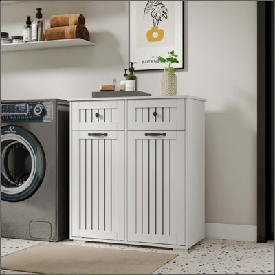 Laundry Cabinet ,With 2 Removable Laundry Basket  And 2 Drawers