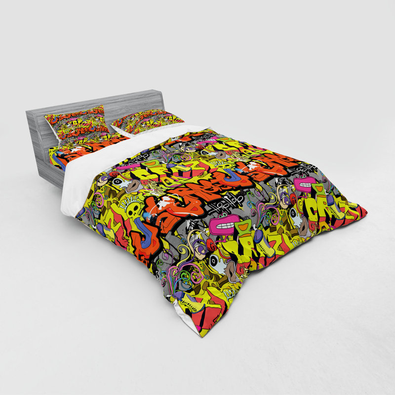 Ensemble de housse de couette graffiti, Housse de couette grand + 3 pièces supplémentair