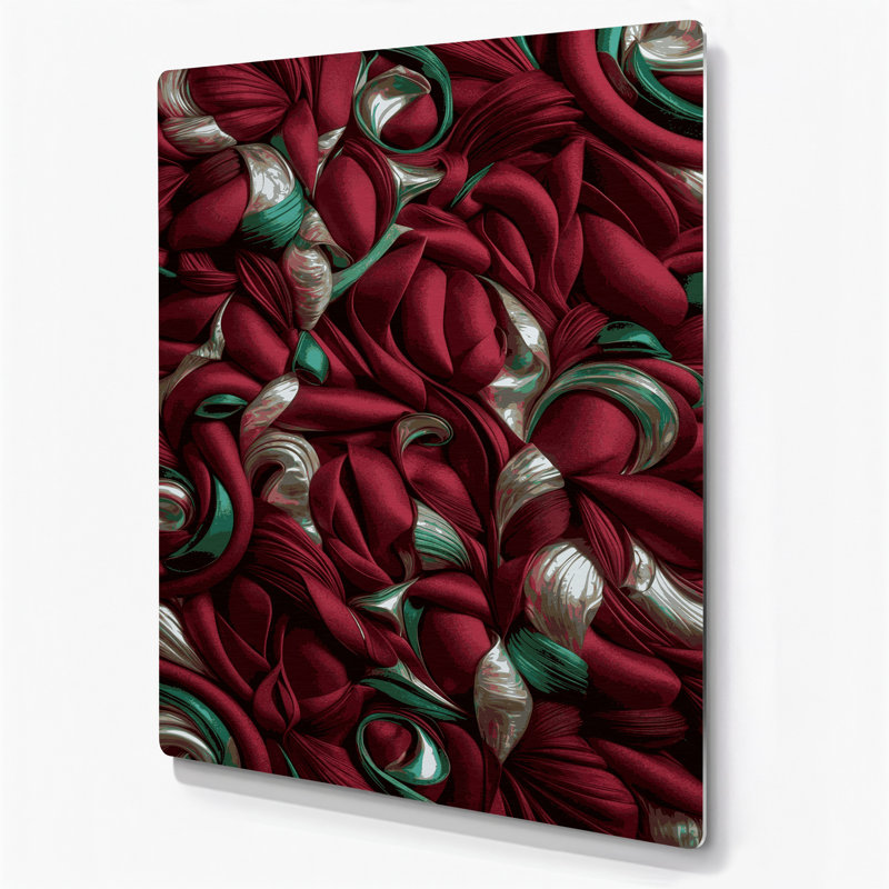 Abstrait formes 39, art mural en métal rouge, H 11 po x l 14 po