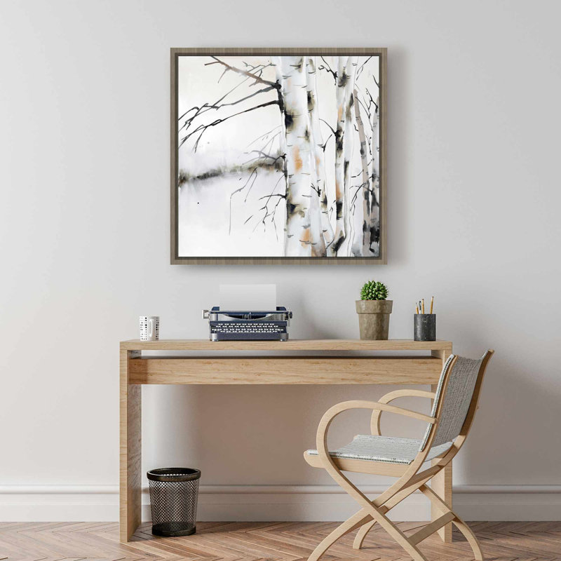Winter Birches Canvas | Brown Frame | Trees Landscapes Decor