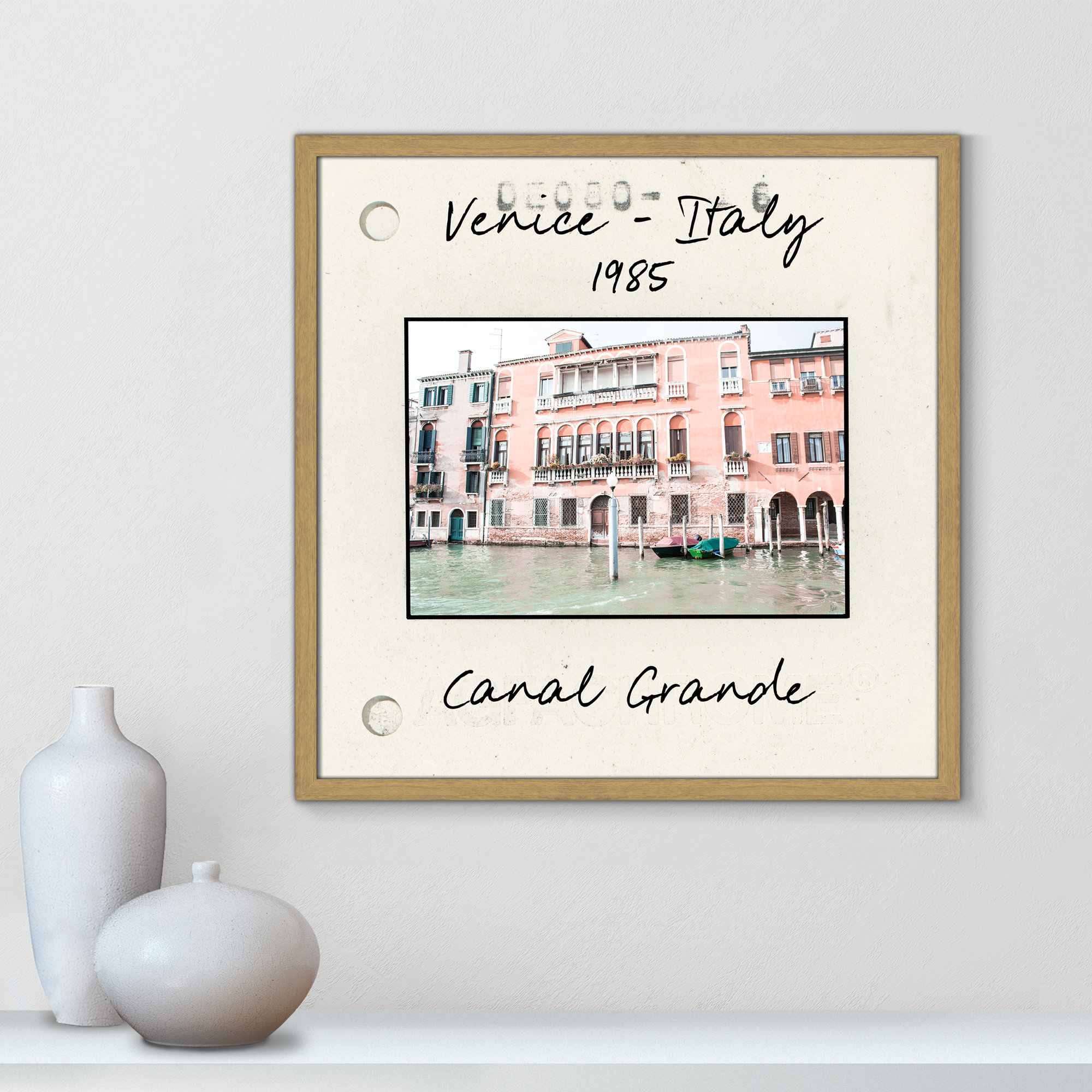Venice, Italy - Grand Canal Print by Nan, Natural Single Picture Framed Paper, 23.5" H x 23.5" W x 0.75" D
