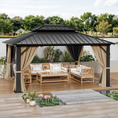 Hardtop Double-Roofed Aluminum Patio Gazebo Multiple Sizes