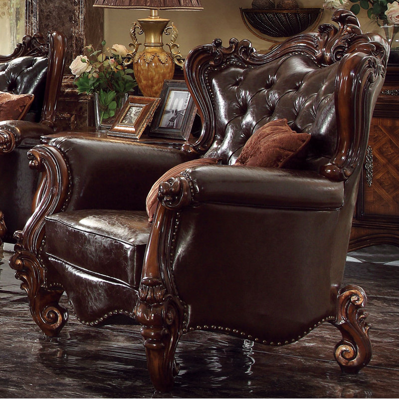 Fauteuil à oreilles Vazquez, Chêne cerise