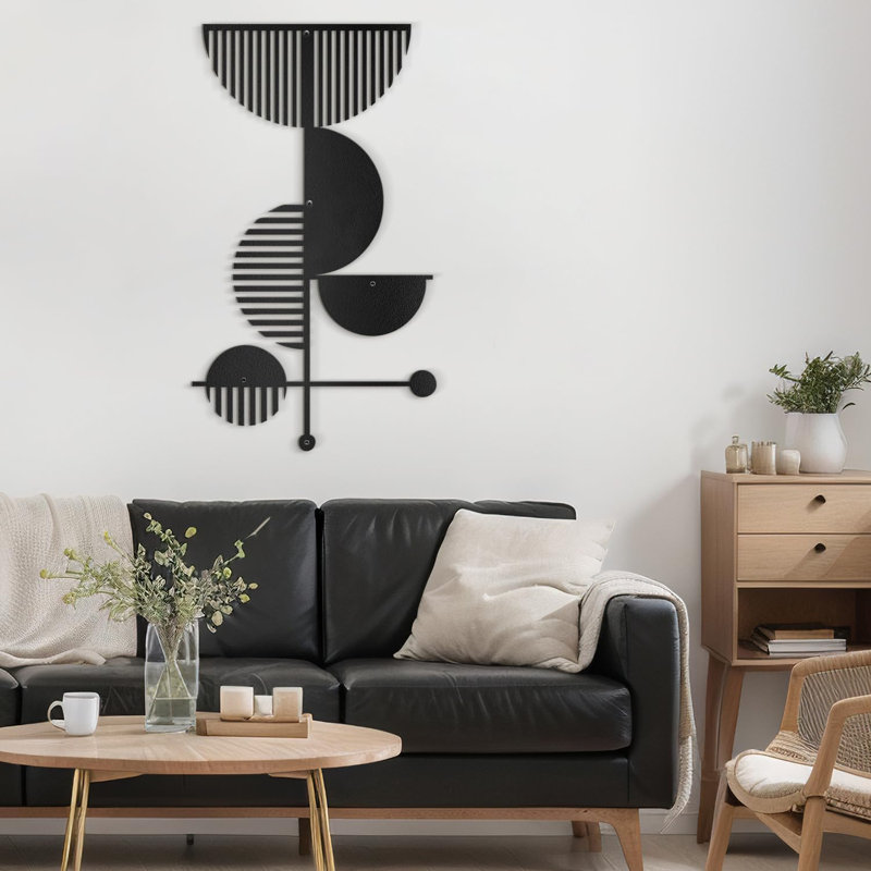 Décoration murale en métal, H 36 po x l 18 po x P 0,05 po, Noir