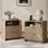 Table de chevet 25 po H 2 tiroirs avec station de charge, armoire de chevet cannelée moderne pour chambre à coucher, profil profilé incurvé