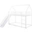 Lit superposé simple au-dessus d'une maison avec glissade, blanc - métal-1772172933