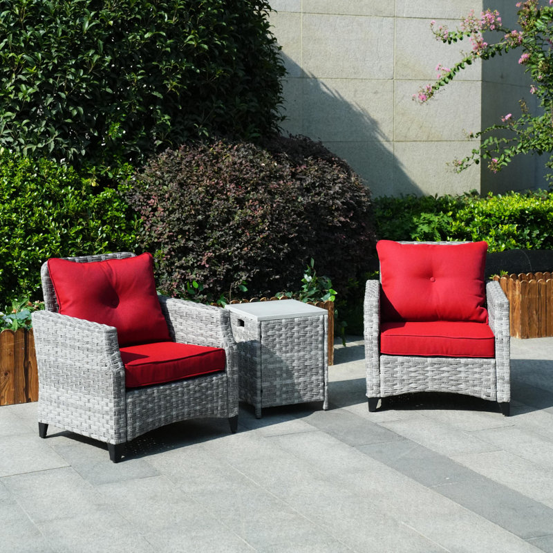 Juwaan 2 - Person Patio Conversation Set with Cushions, Red