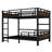 Full XL over Full XL Bunk Bed Metal Loft & Platform Bed with Raised Safety Fence – Convertible Split Bed for Kids,Vintage Wood-colored-117212601