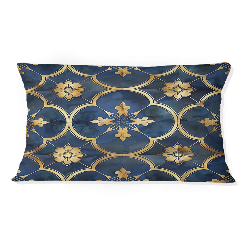 Coussin lombaire traditionnel en or bleu et bleu