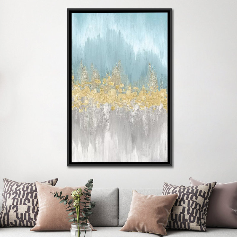 Longueurs d’ondes neutres, imprimé sur toile, H 26 po x l 18 po x P 1,5 po, Toile avec cadre noir, Pas de tapis