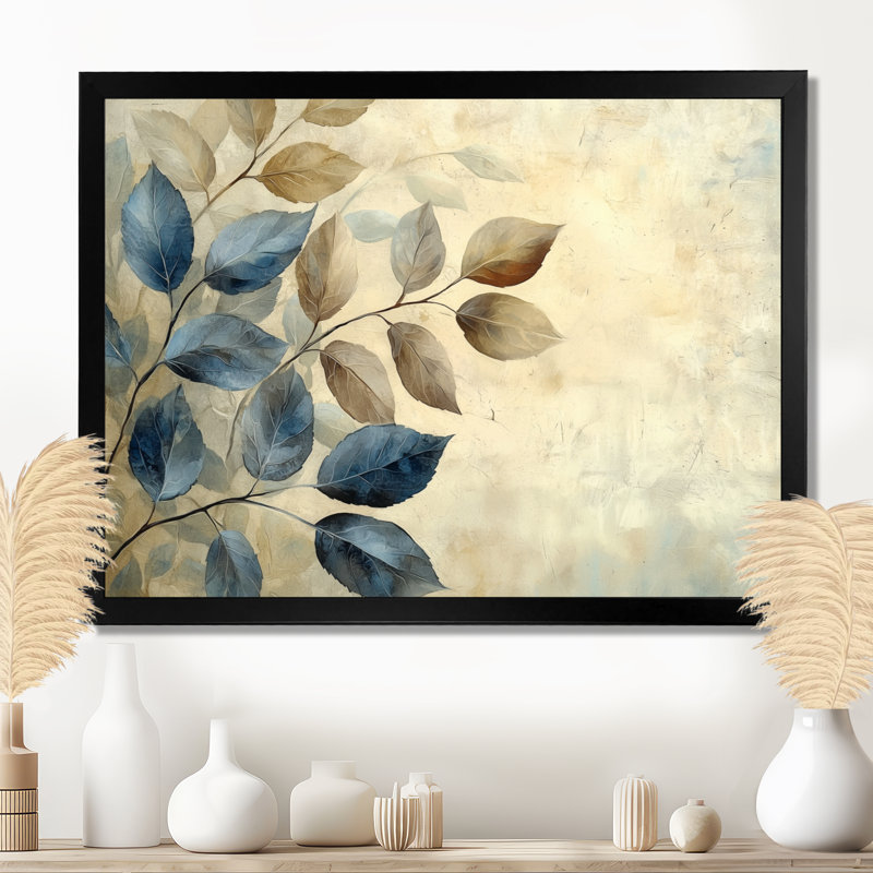 Sépia délavé II - feuilles, art mural, Reproduction encadrée d'une seule photo, Noir, noir, noir, noir, H 24 po x l 32 po