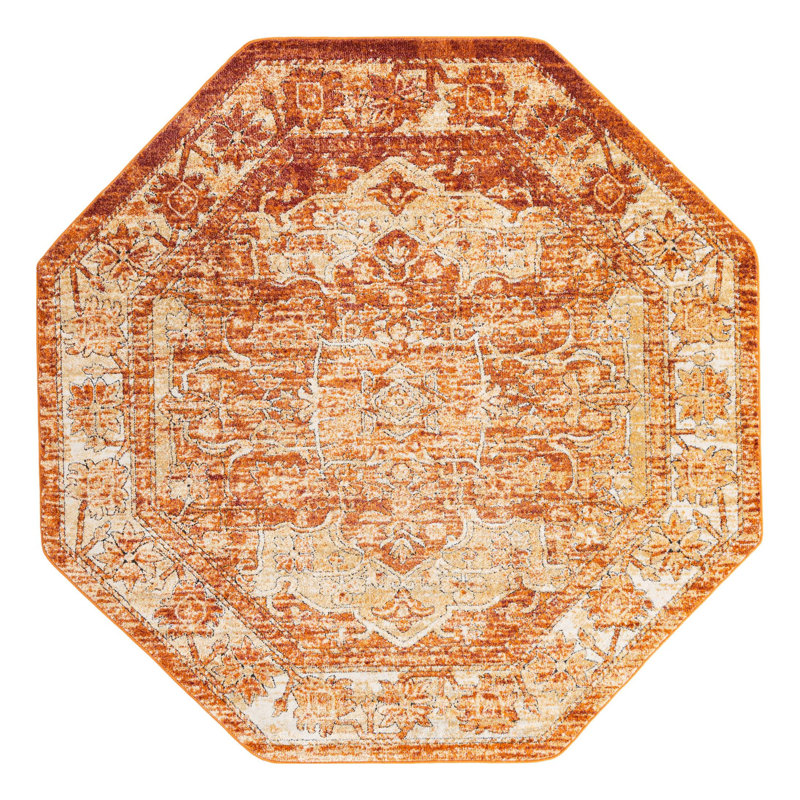Tapis oriental rouge rouille Alresford, Octogone 7 pi 10 po x 7 pi 10 po