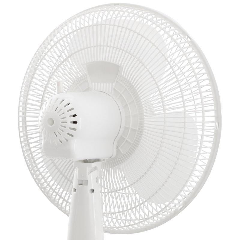 Vie Air 16 Inch 3 Speed Oscillating Stand Fan with Remote Control in White, White