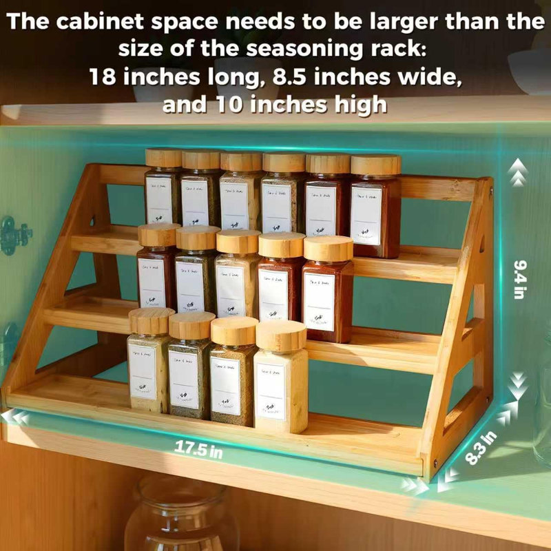 3 Tier Bamboo Spice Racks,Large