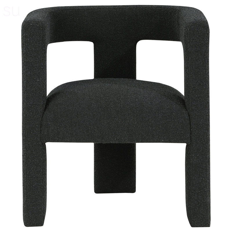 Chaise d'appoint rembourrée Boucle avec texture douce et design élégant pour les intérieurs modernes, Noir