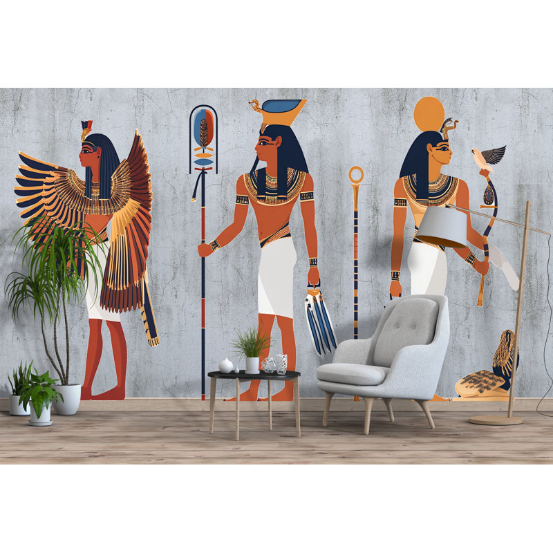 Autocollant égyptien égyptien, autocollant égyptien, art mural Pharaon, décoration murale déesse, murale de salon Boho