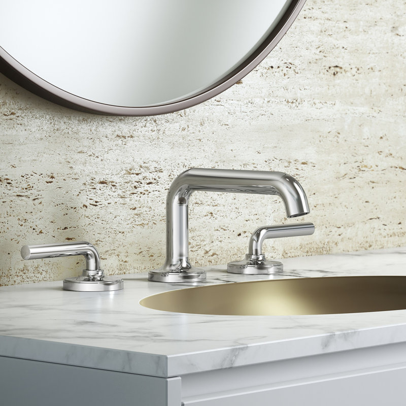 TENET Widespread Bathroom Faucet with Drain Assembly, Polished Chrome