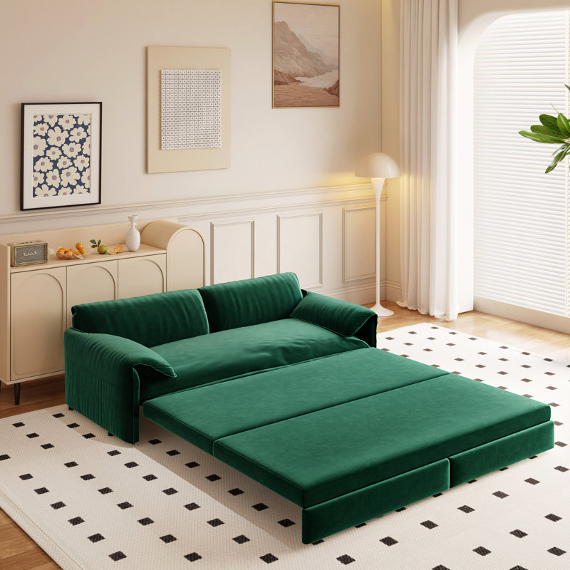 Canapé-lit escamotable, canapé-lit convertible 3 en 1 avec rangement latéral, lit-causeuse multifonctionnel en velours pour le salon, la chambre à coucher, un appartement, un bureau