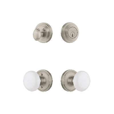 Nostalgic Warehouse Classic Rosette Entry Set with White Porcelain Knob