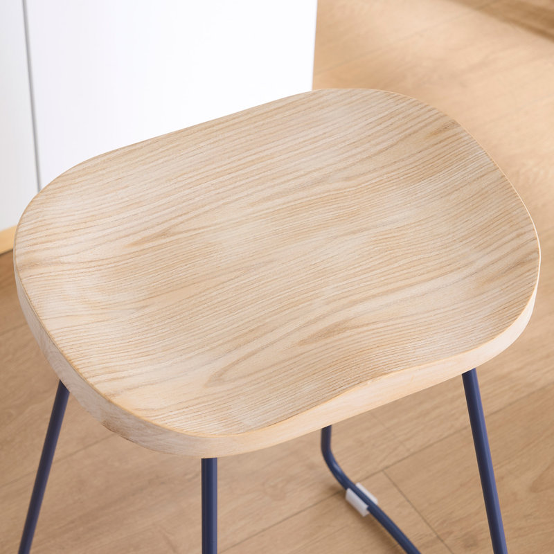 Tabouret de comptoir Saddle, Marine, Beige