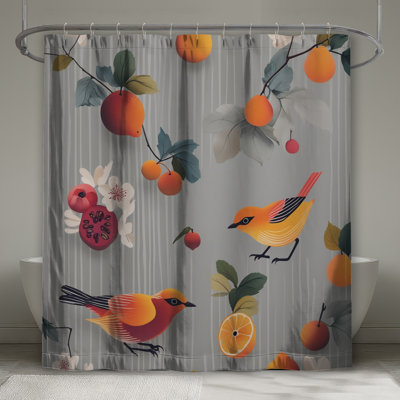 Rideaux de douche oiseaux très longs avec oiseaux