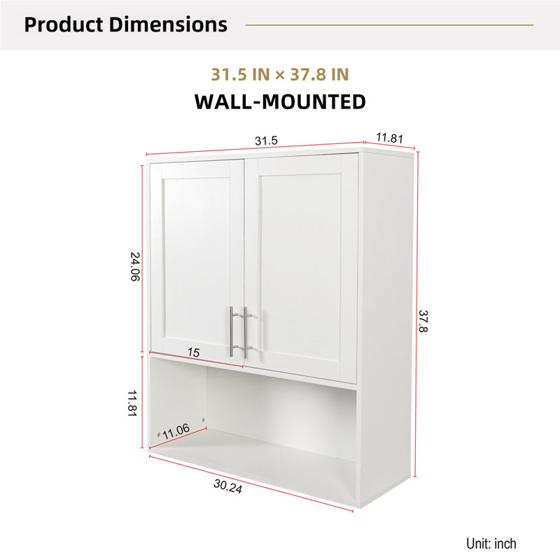 Double Door Bathroom Mirror Cabinet, Wall Mounted Vanity Medicine Cabinet With Tissue Slot