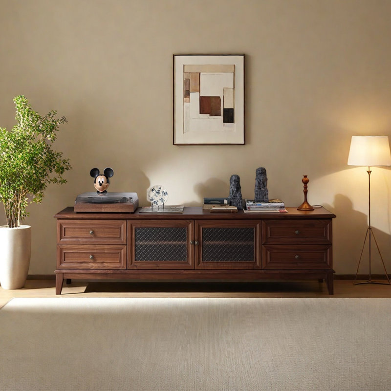 Meuble télé en bois de noyer, 70.86"