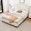 Lit très grand sans sommier avec tête de lit - Velours huilé - Tissu revêtu de tissu blanc retenant la forme-73391334-73391332