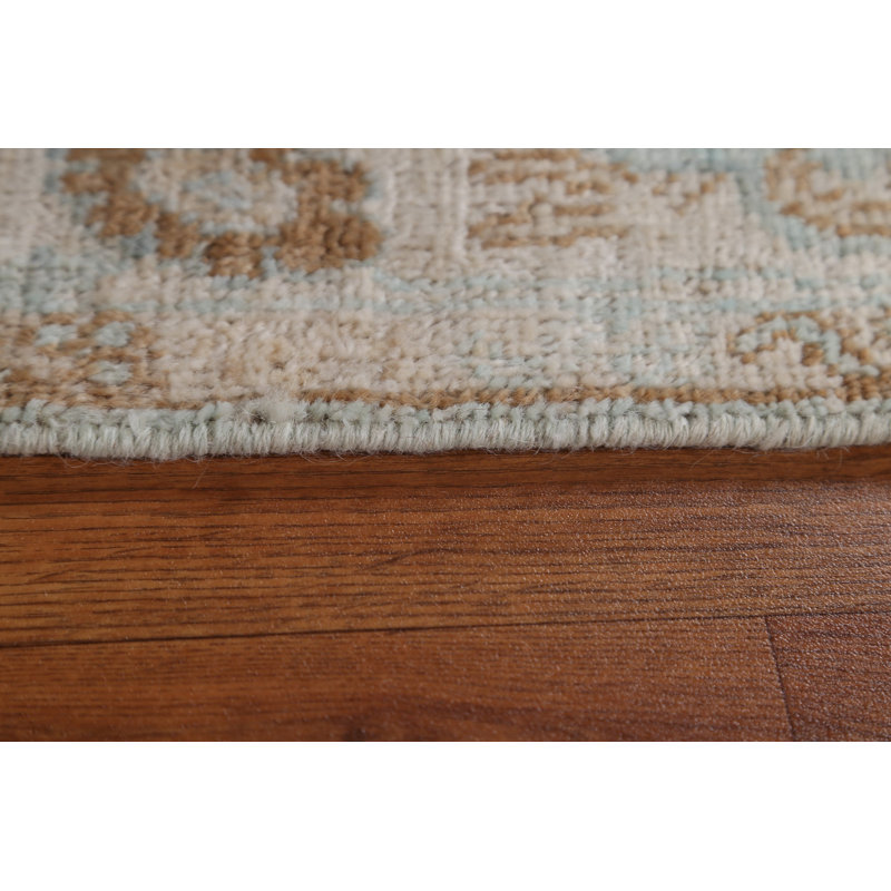 Tapis turc Oushak à motif végétal noué à la main 3 x 4