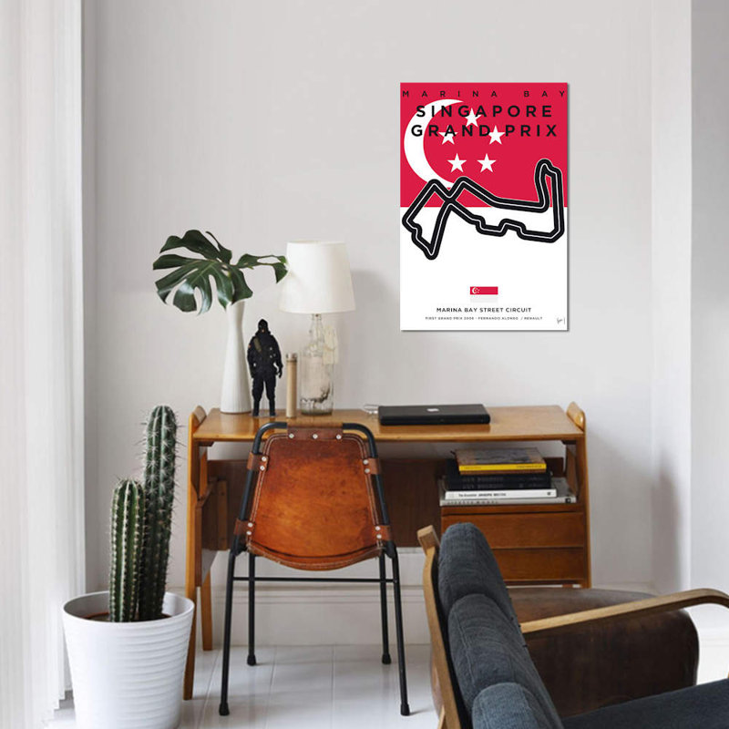 « f1 marina bay course track », impression sur toile, H 26 po x l 18 po x P 1,5 po, Toile tendue, Pas de tapis