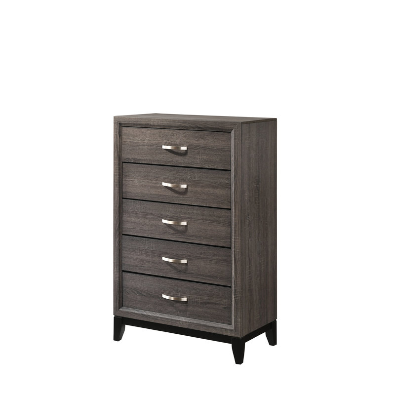 Meuble de chambre contemporain à 5 tiroirs 1Pc, Gris