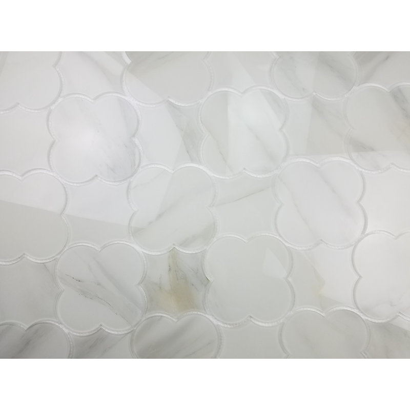 Tuscan Design 6" x 6" Glass Mosaic Wall Tile, Calacatta White/Gray Veins