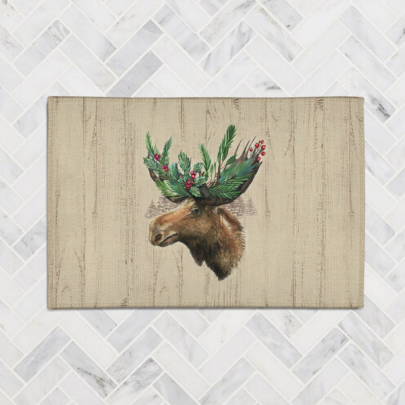 Tapis en chenille Holiday Moose, Rectangle de 3 pi x 5 pi