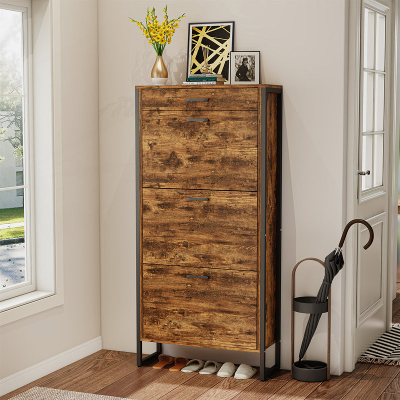 Armoire à chaussures polyvalente avec capacité accrue et design élégant pour toute maison, Brun rustique