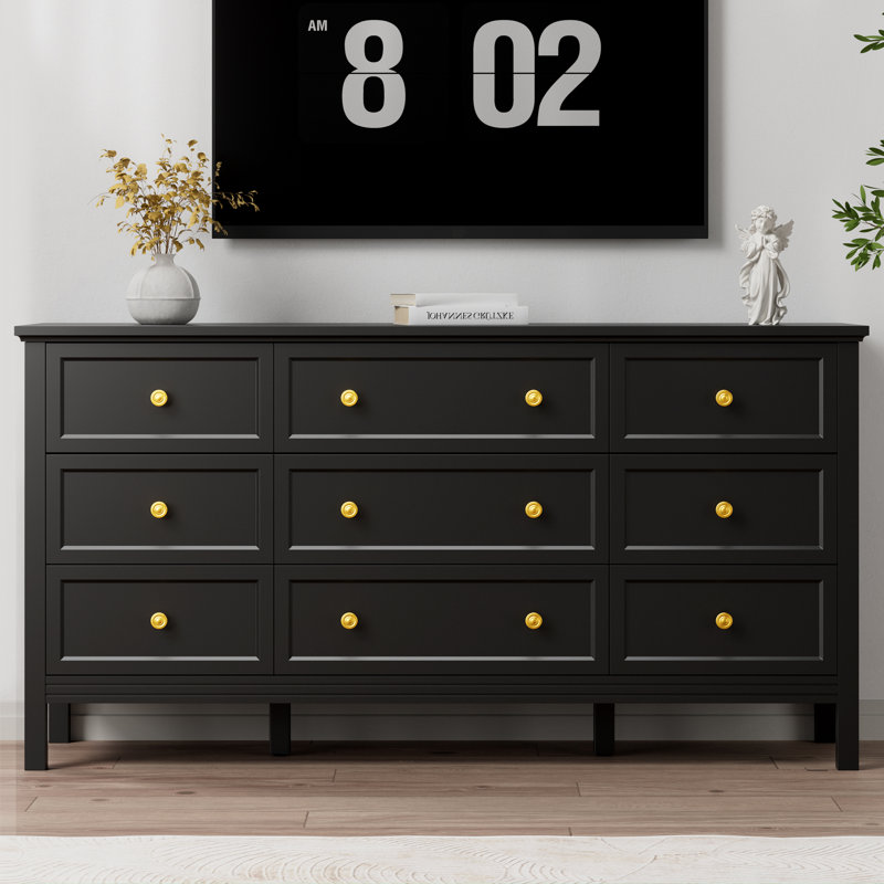 Deyonna 59'' W 9 - Drawer Dresser, Black