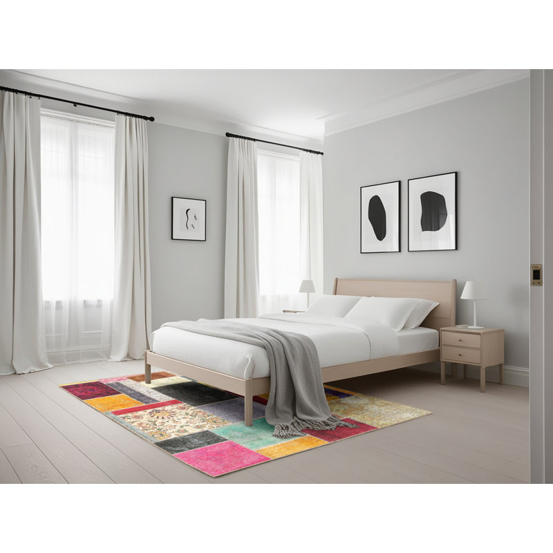 Tapis rouge / jaune / vert Swinsley, Rectangle 5 pi x 7 pi