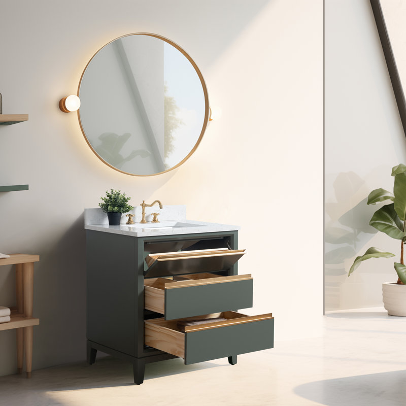30 Single Bathroom Vanity with Top, Vintage Green, 30"