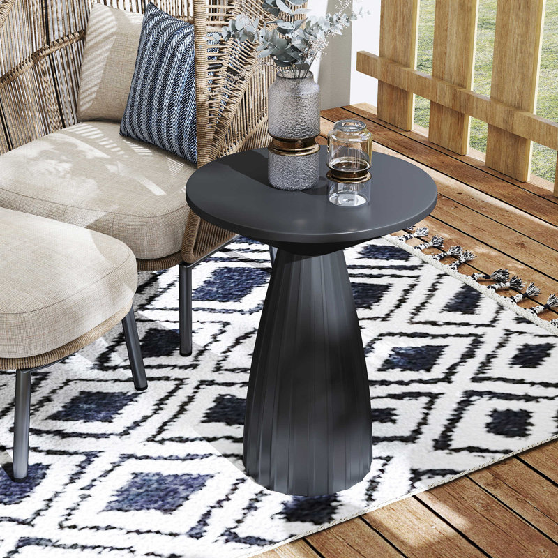 Petite table d'appoint de patio, table d'appoint d'extérieur en métal sans assemblage, Noir