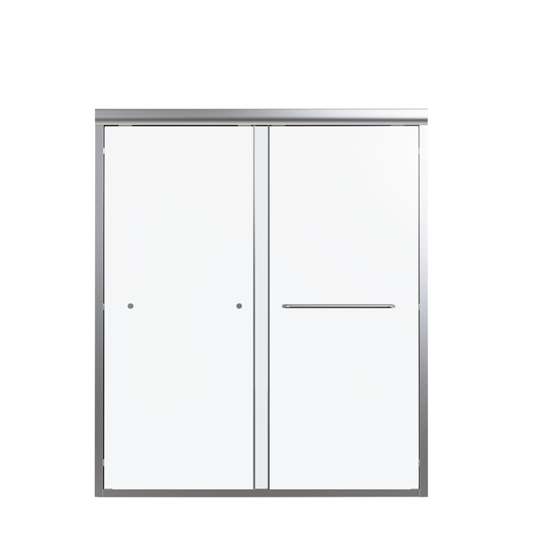 Semi- Bypass Shower Door, 6Mm Tempered Glass,  Adjustable Width, Clean Bathroom Double , Smooth Finish, Chrome