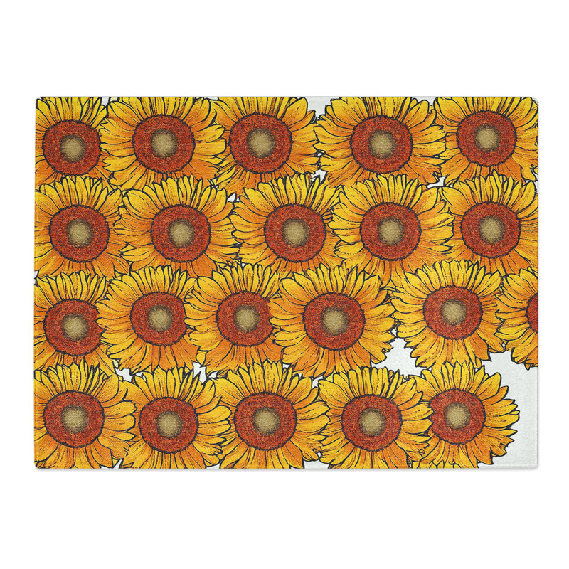 Sunflower Pattern Vol.2  Glass Chopping Board