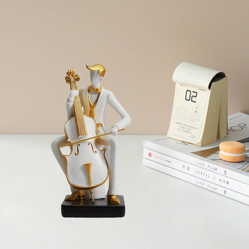 Statue décor musical, figurine de musicien, sculpture en polyrésine, H 8,46 po x l 4,3 po x P 4,3 po