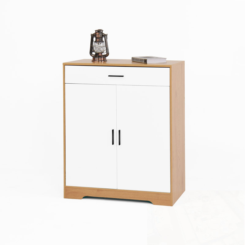 2-Doors Shoes Cabinet with Adjustable Shelves and one drawer, Natural