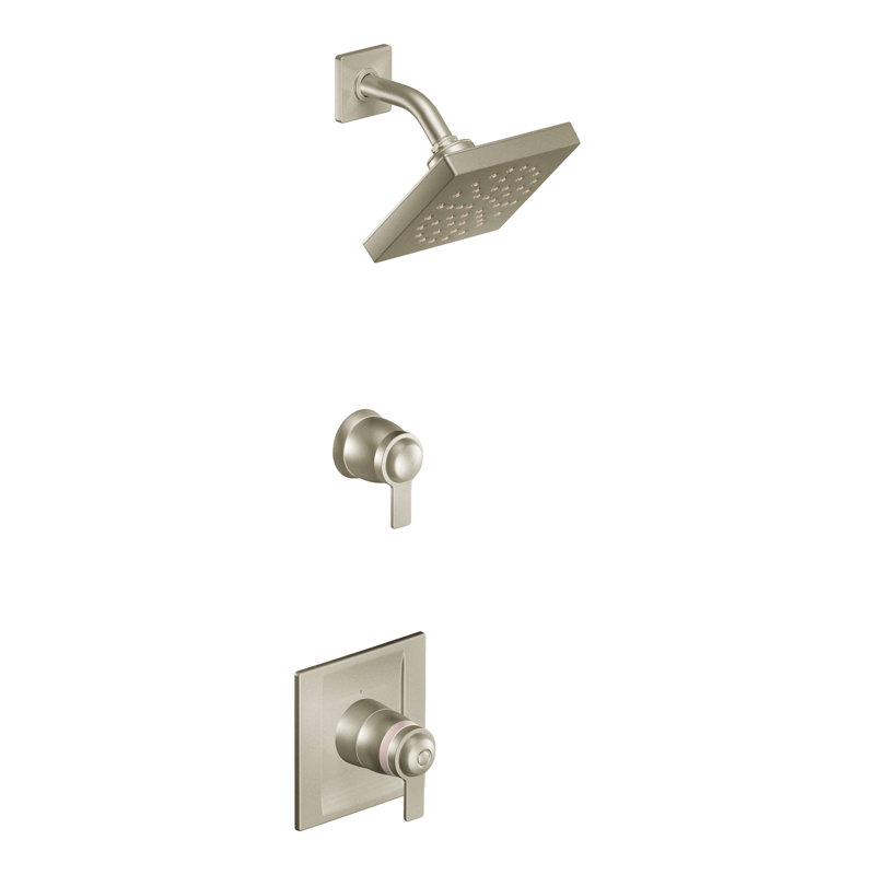 90 Degree Exact Temp Shower Faucet Trim with Lever Handle, Brushed Nickel